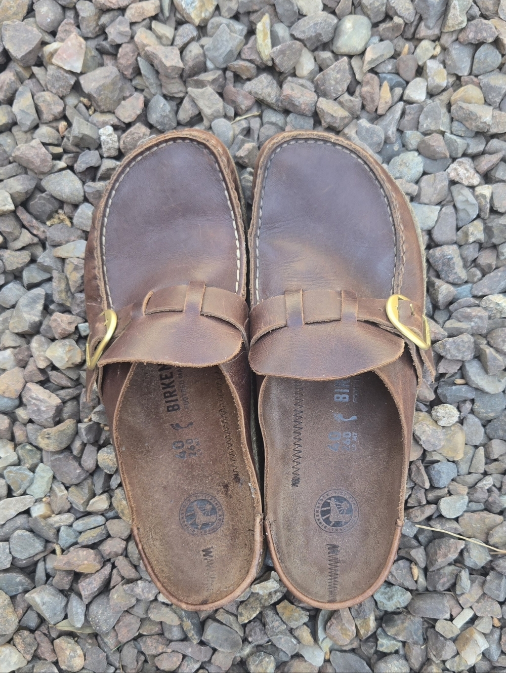 Birkenstock Buckley Brown Leather Slip-On Buckle Shoes - Picture 4 of 8